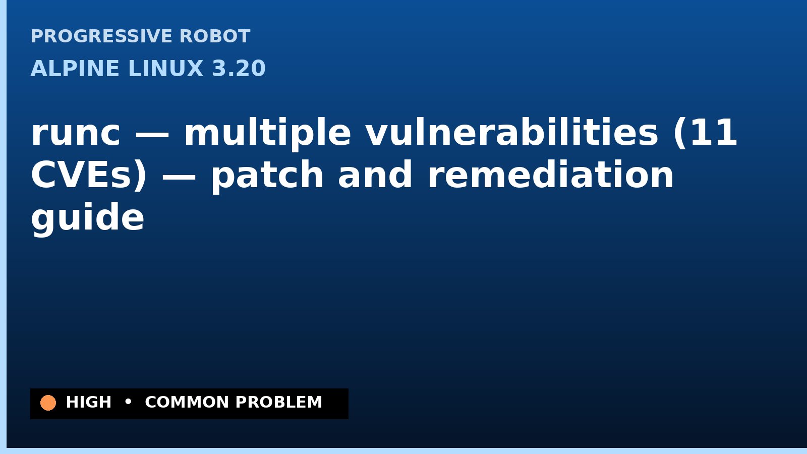 Alpine Linux 3.20 — runc — multiple vulnerabilities (11 CVEs) — patch and remediation guide — diagnosis and fix on Alpine Linux 3.20