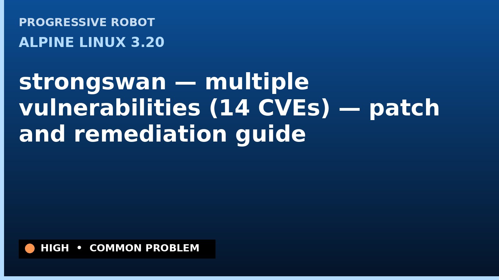 Alpine Linux 3.20 — strongswan — multiple vulnerabilities (14 CVEs) — patch and remediation guide — diagnosis and fix on Alpine Linux 3.20