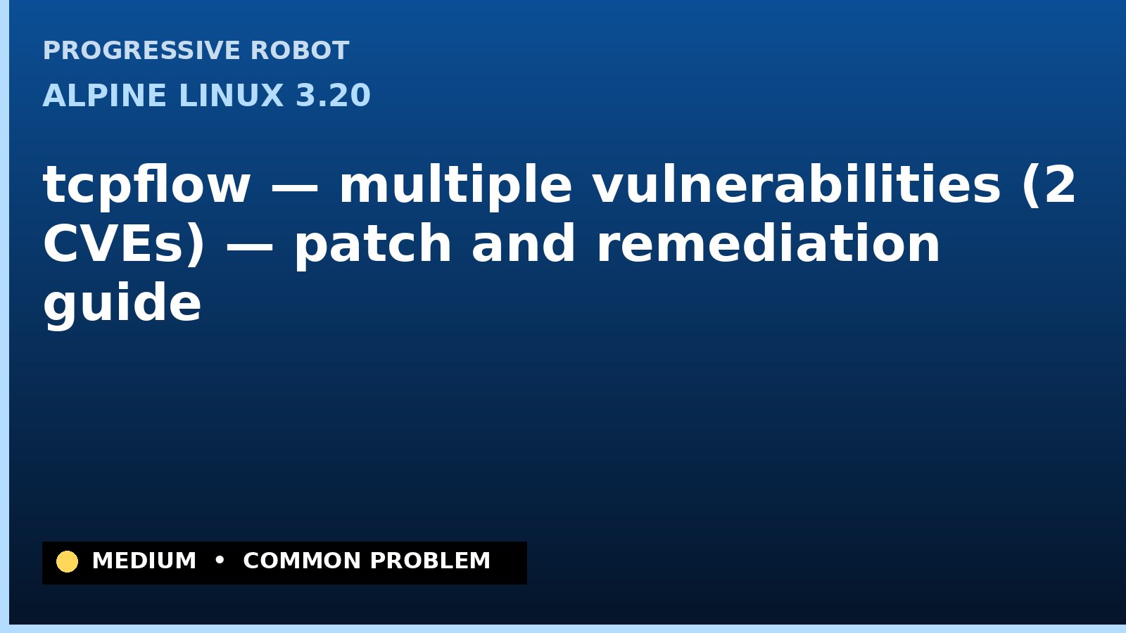 Alpine Linux 3.20 — tcpflow — multiple vulnerabilities (2 CVEs) — patch and remediation guide — diagnosis and fix on Alpine Linux 3.20