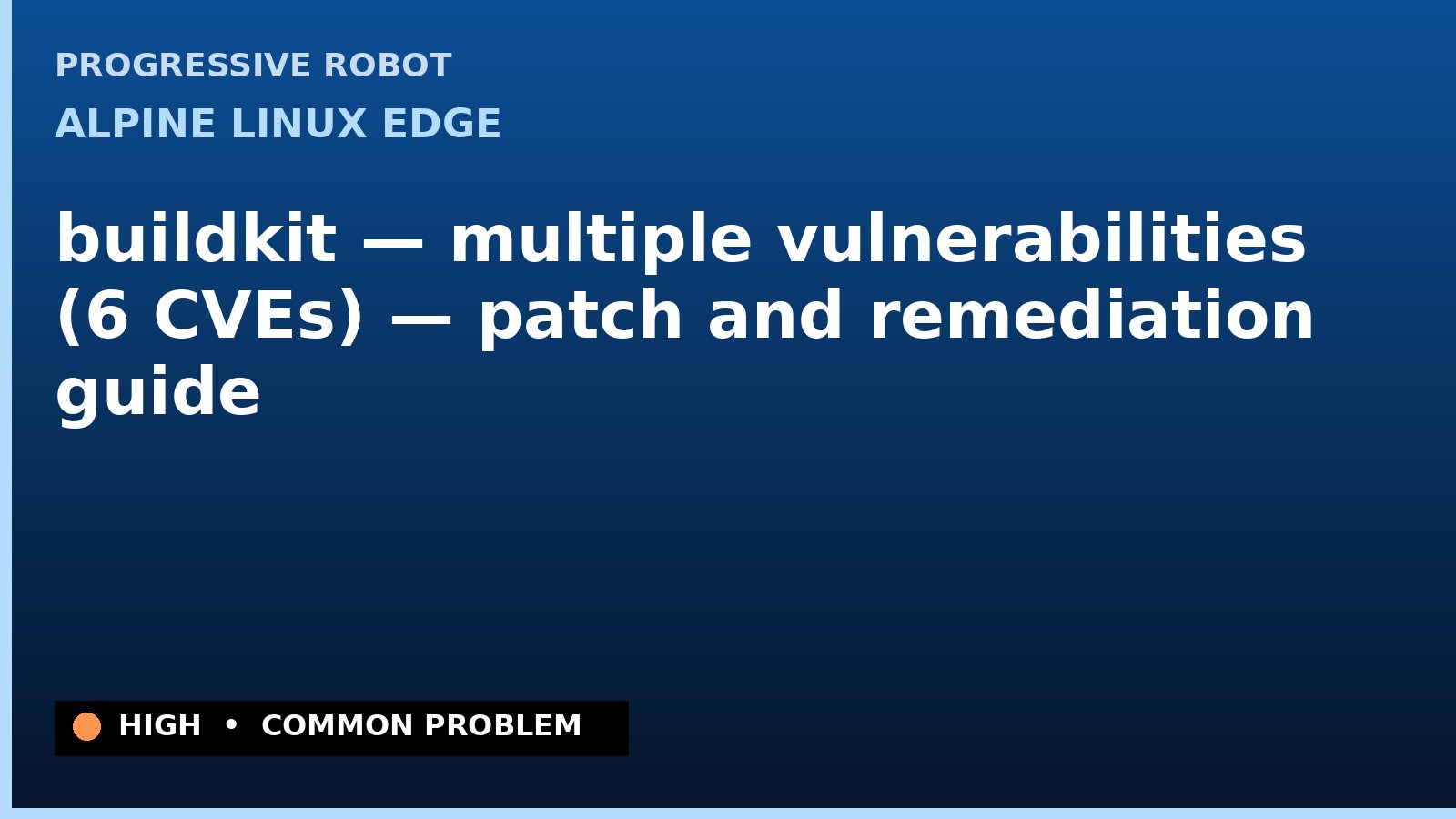 Alpine Linux edge — buildkit — multiple vulnerabilities (6 CVEs) — patch and remediation guide — diagnosis and fix on Alpine Linux edge