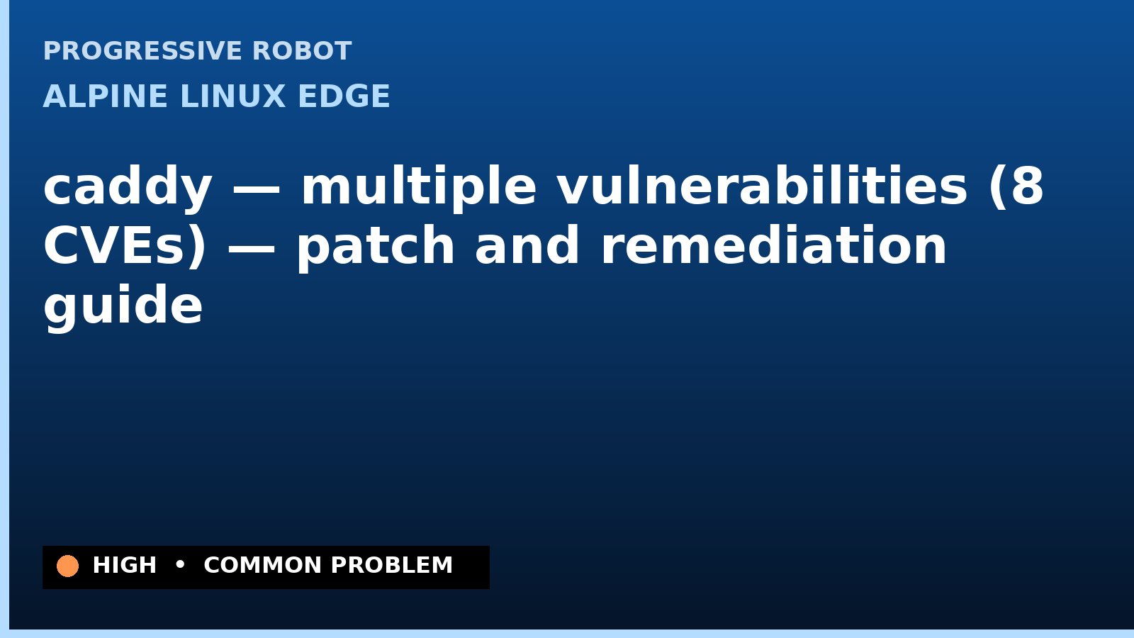 Alpine Linux edge — caddy — multiple vulnerabilities (8 CVEs) — patch and remediation guide — diagnosis and fix on Alpine Linux edge