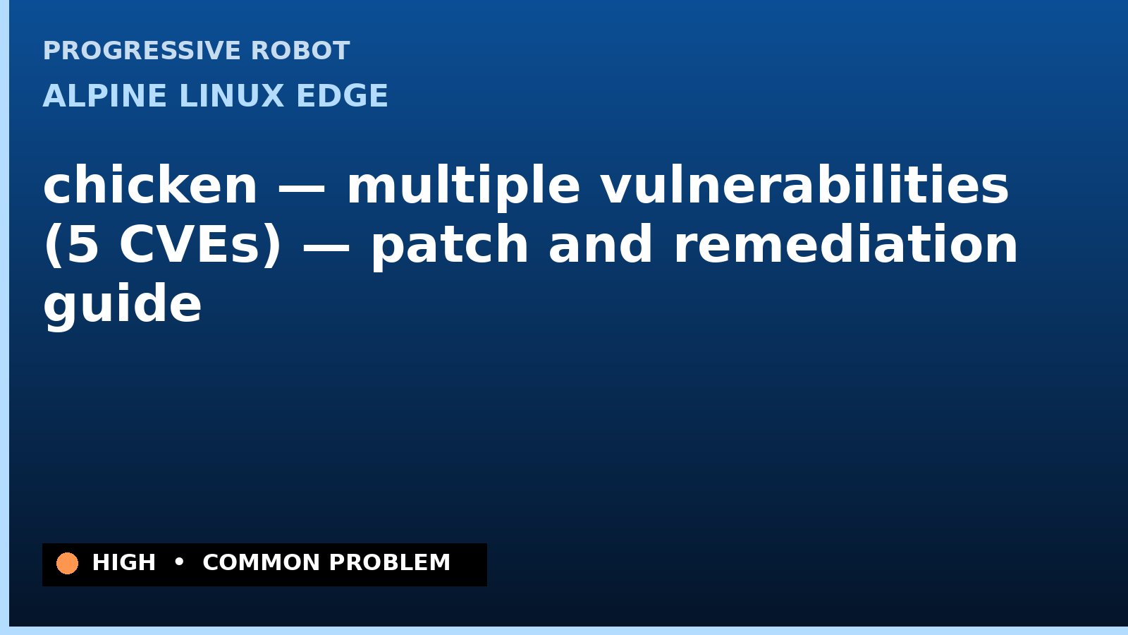 Alpine Linux edge — chicken — multiple vulnerabilities (5 CVEs) — patch and remediation guide — diagnosis and fix on Alpine Linux edge