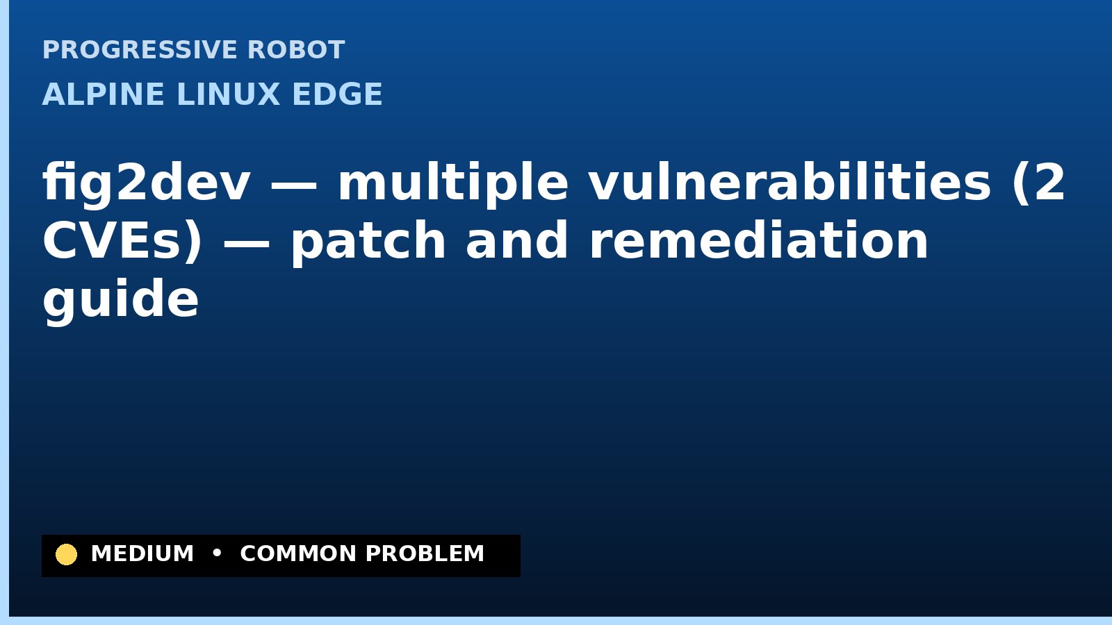 Alpine Linux edge — fig2dev — multiple vulnerabilities (2 CVEs) — patch and remediation guide — diagnosis and fix on Alpine Linux edge