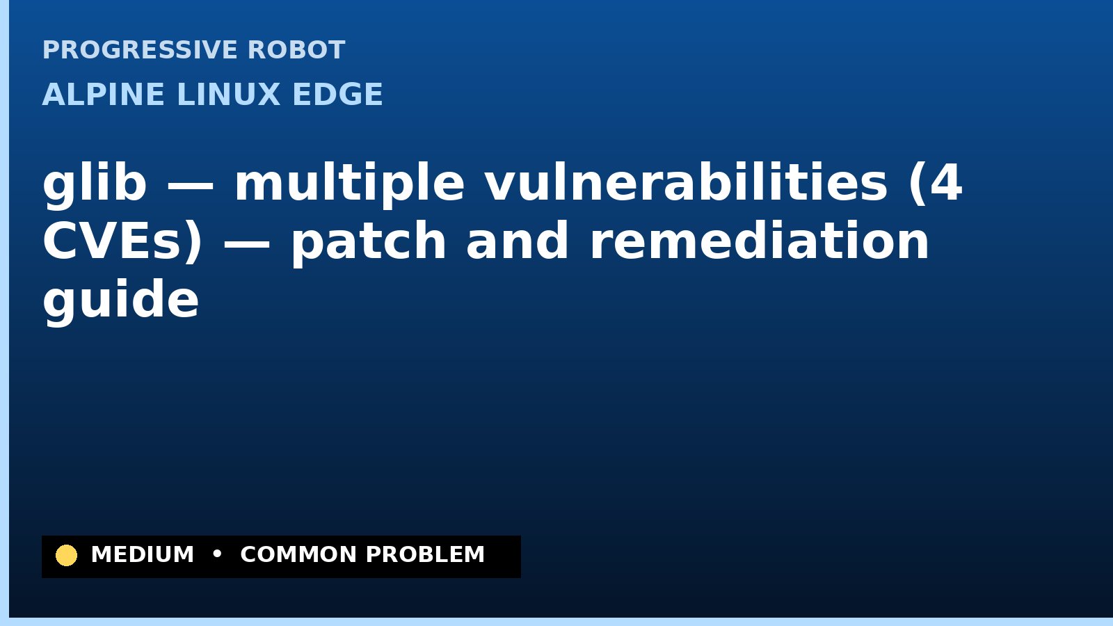 Alpine Linux edge — glib — multiple vulnerabilities (4 CVEs) — patch and remediation guide — diagnosis and fix on Alpine Linux edge