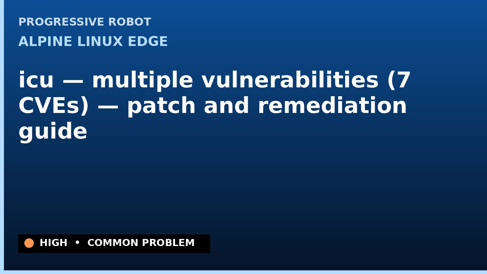 Alpine Linux edge — icu — multiple vulnerabilities (7 CVEs) — patch and remediation guide — diagnosis and fix on Alpine Linux edge