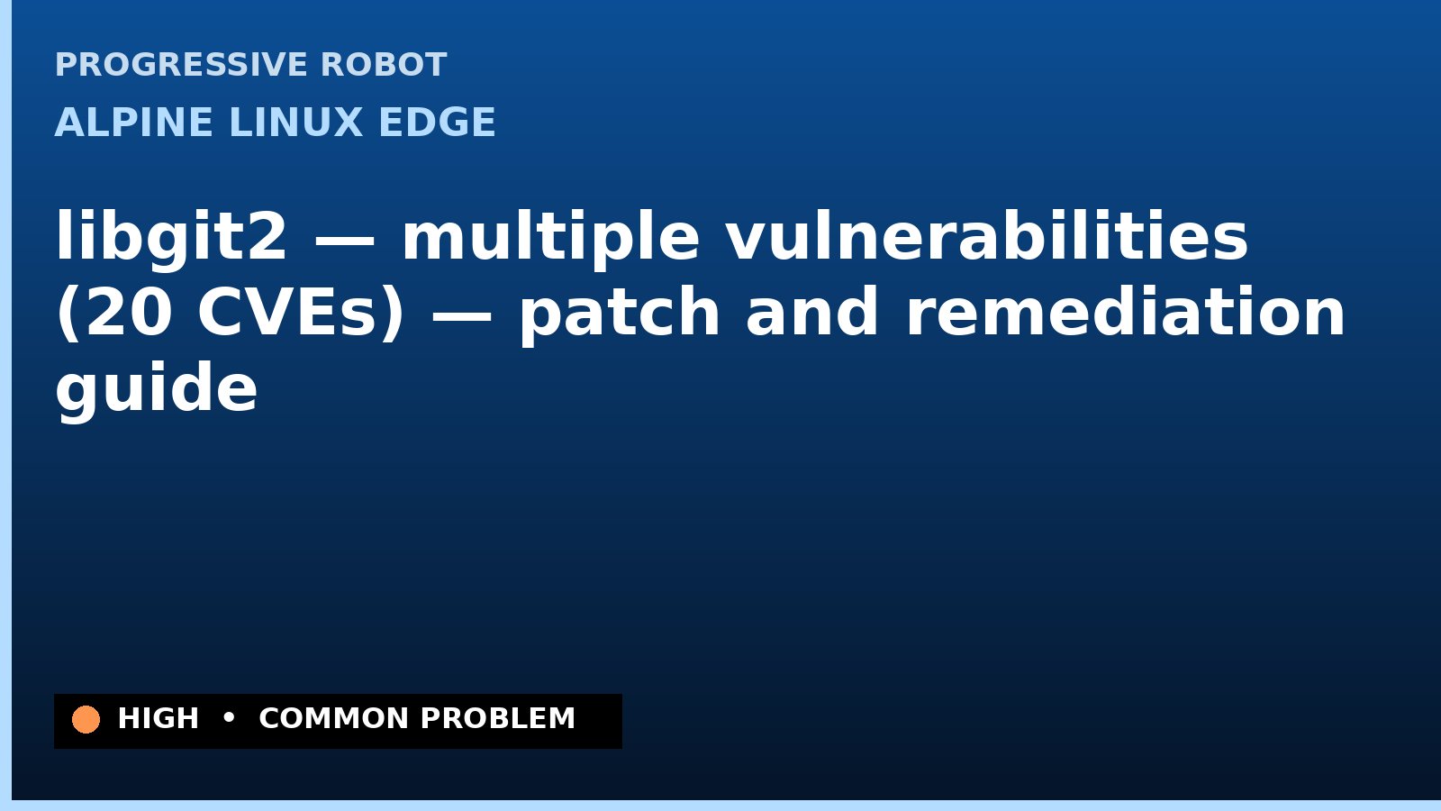 Alpine Linux edge — libgit2 — multiple vulnerabilities (20 CVEs) — patch and remediation guide — diagnosis and fix on Alpine Linux edge