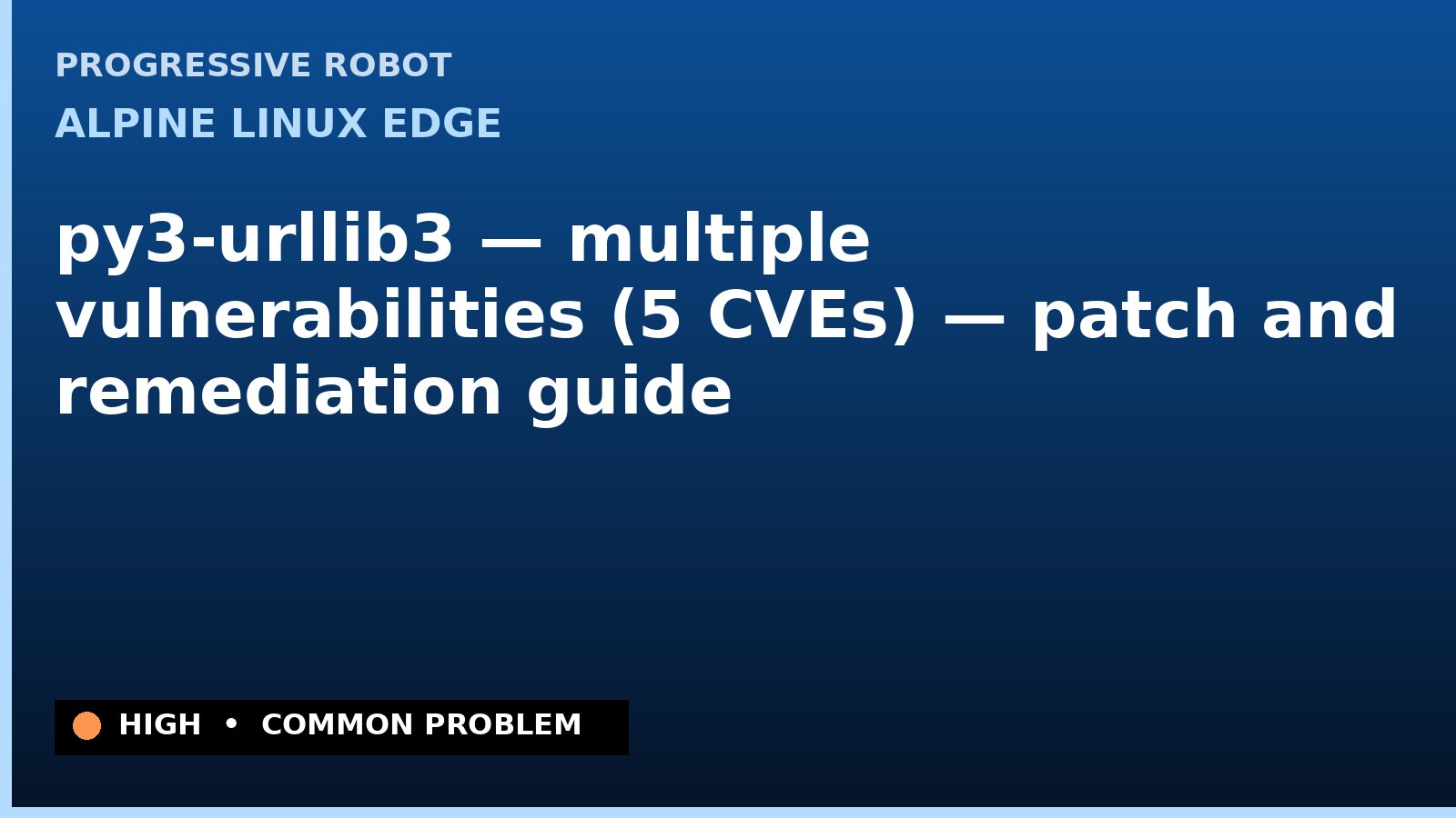 Alpine Linux edge — py3-urllib3 — multiple vulnerabilities (5 CVEs) — patch and remediation guide — diagnosis and fix on Alpine Linux edge