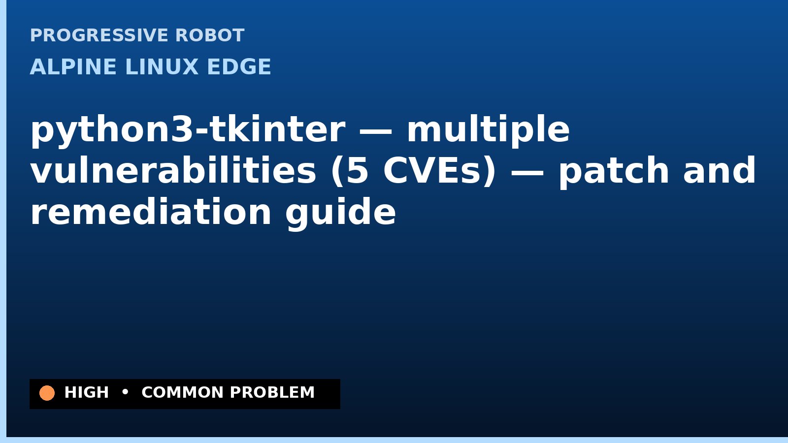 Alpine Linux edge — python3-tkinter — multiple vulnerabilities (5 CVEs) — patch and remediation guide — diagnosis and fix on Alpine Linux edge