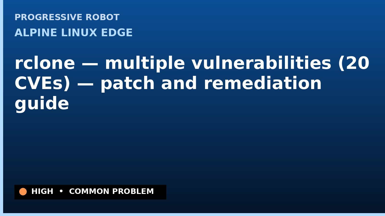 Alpine Linux edge — rclone — multiple vulnerabilities (20 CVEs) — patch and remediation guide — diagnosis and fix on Alpine Linux edge
