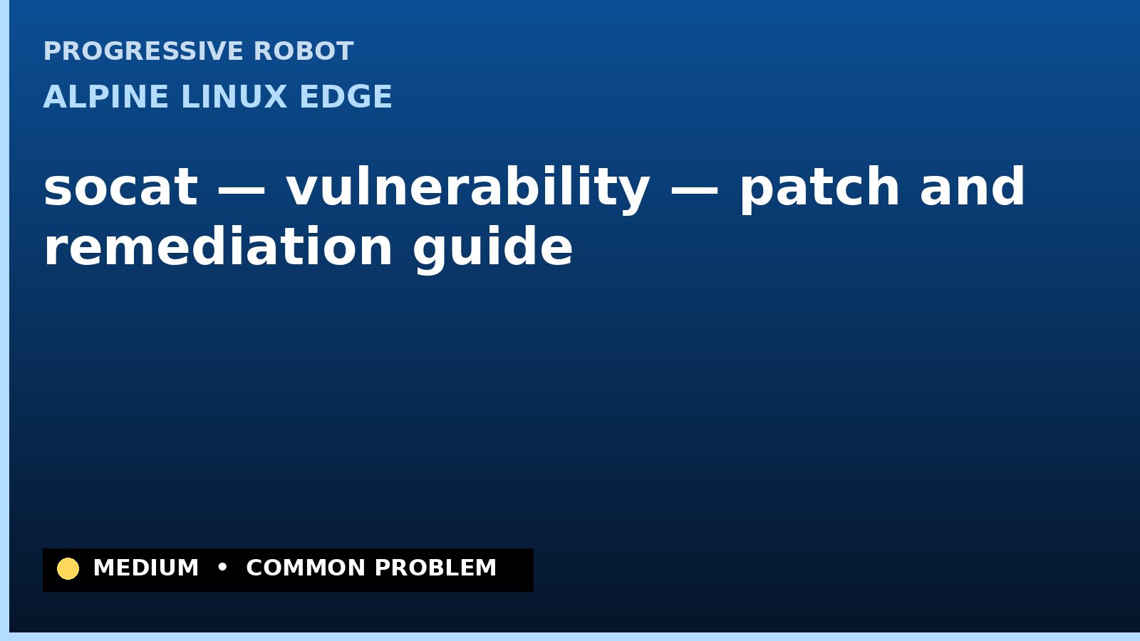 Alpine Linux edge — socat — vulnerability — patch and remediation guide — diagnosis and fix on Alpine Linux edge