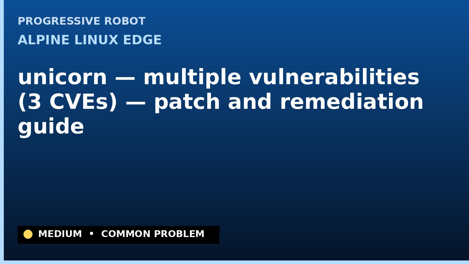 Alpine Linux edge — unicorn — multiple vulnerabilities (3 CVEs) — patch and remediation guide — diagnosis and fix on Alpine Linux edge