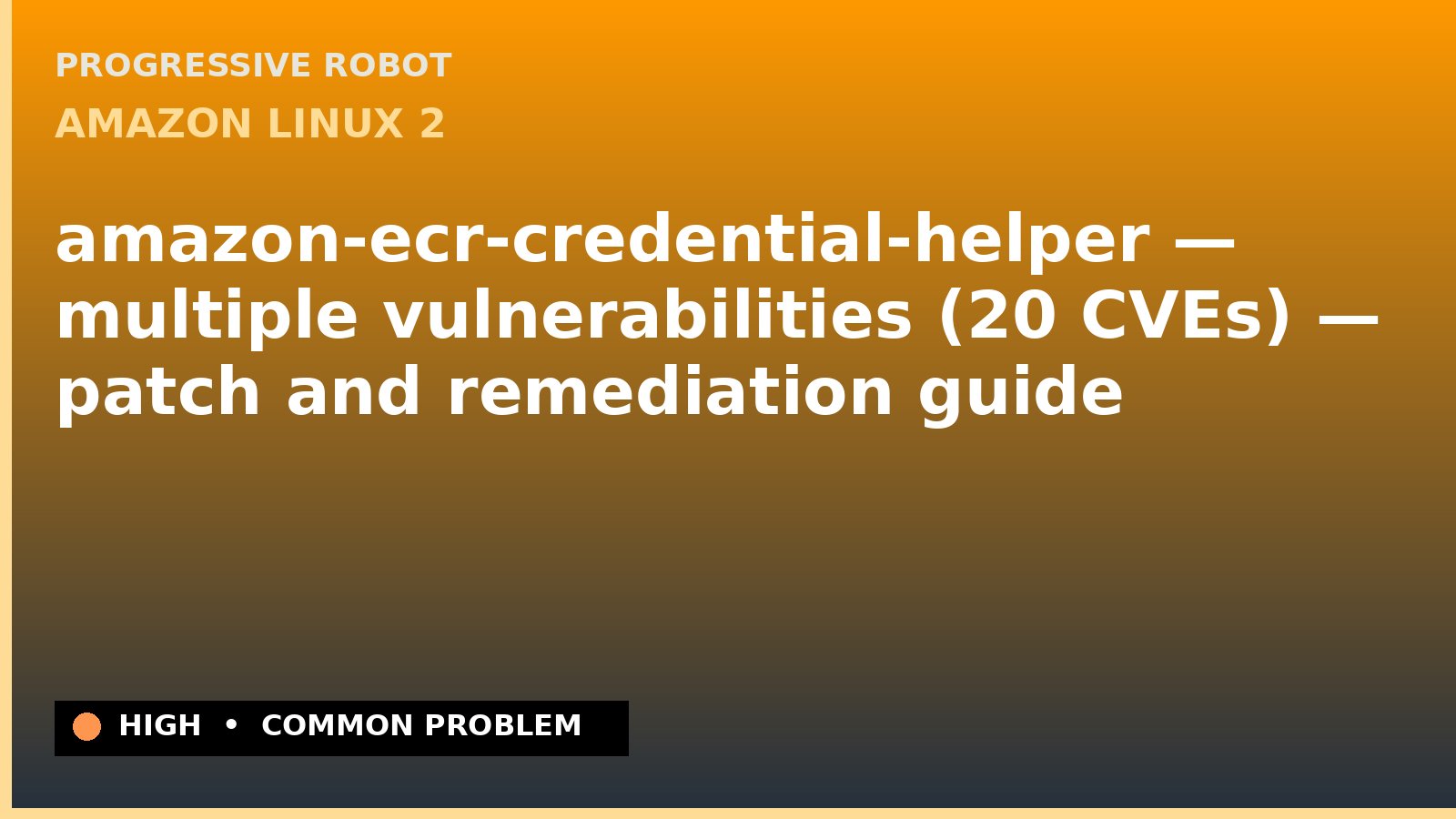 Amazon Linux 2 — amazon-ecr-credential-helper — multiple vulnerabilities (20 CVEs) — patch and remediation guide — diagnosis and fix on Amazon Linux 2