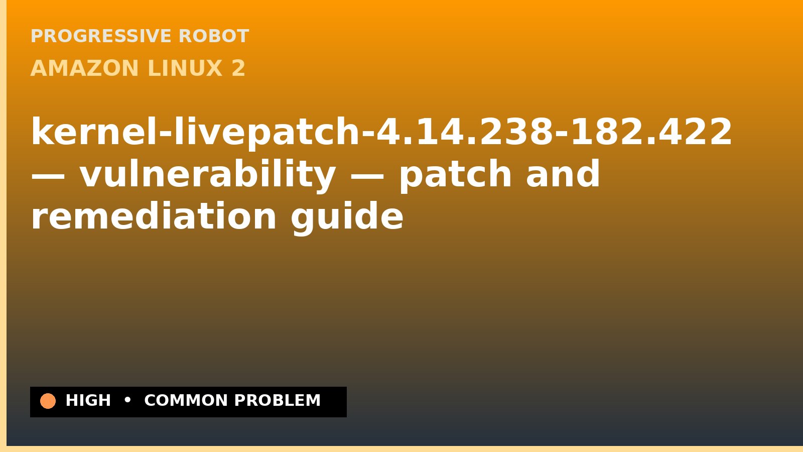 Amazon Linux 2 — kernel-livepatch-4.14.238-182.422 — vulnerability — patch and remediation guide — diagnosis and fix on Amazon Linux 2