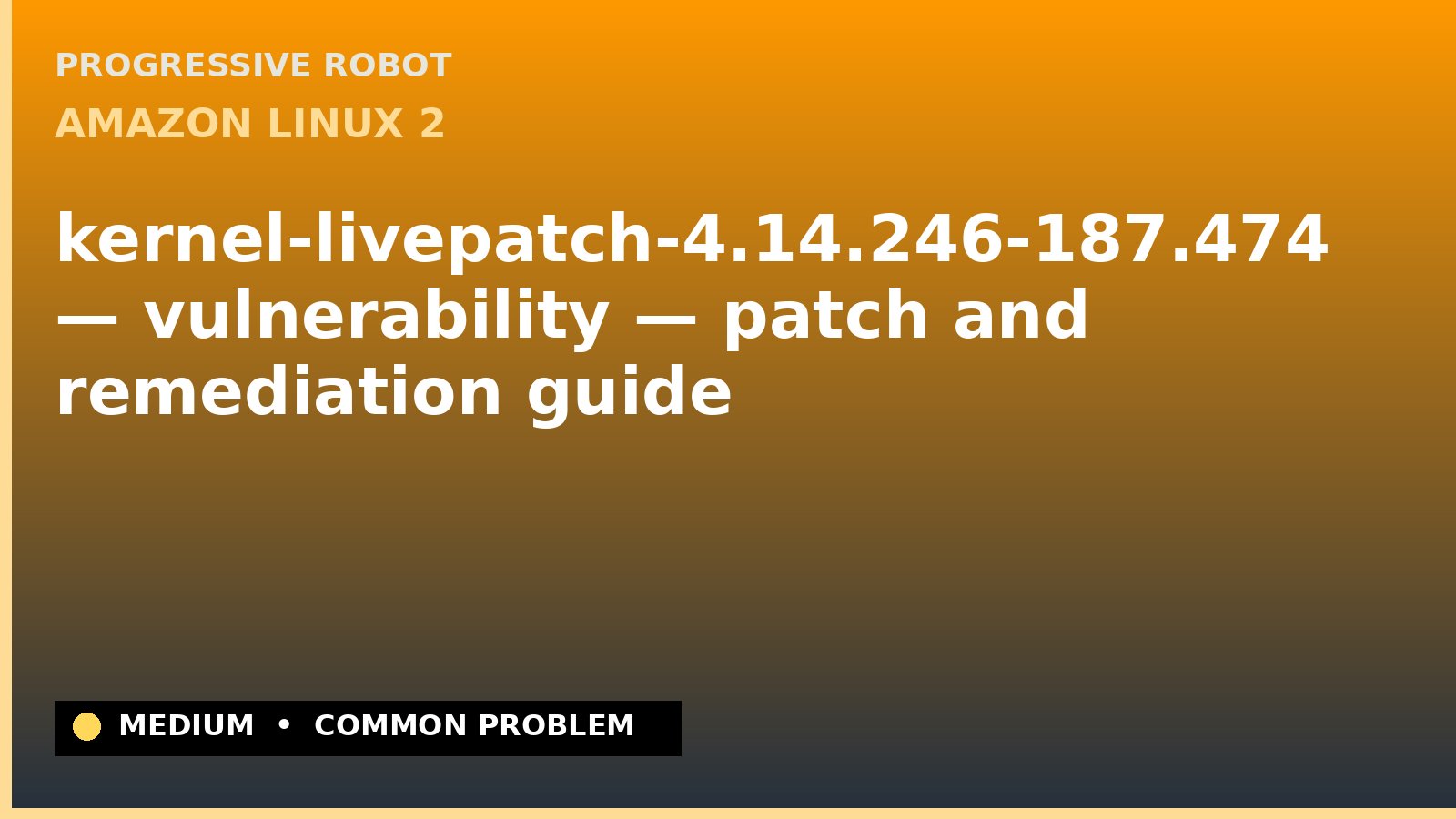Amazon Linux 2 — kernel-livepatch-4.14.246-187.474 — vulnerability — patch and remediation guide — diagnosis and fix on Amazon Linux 2