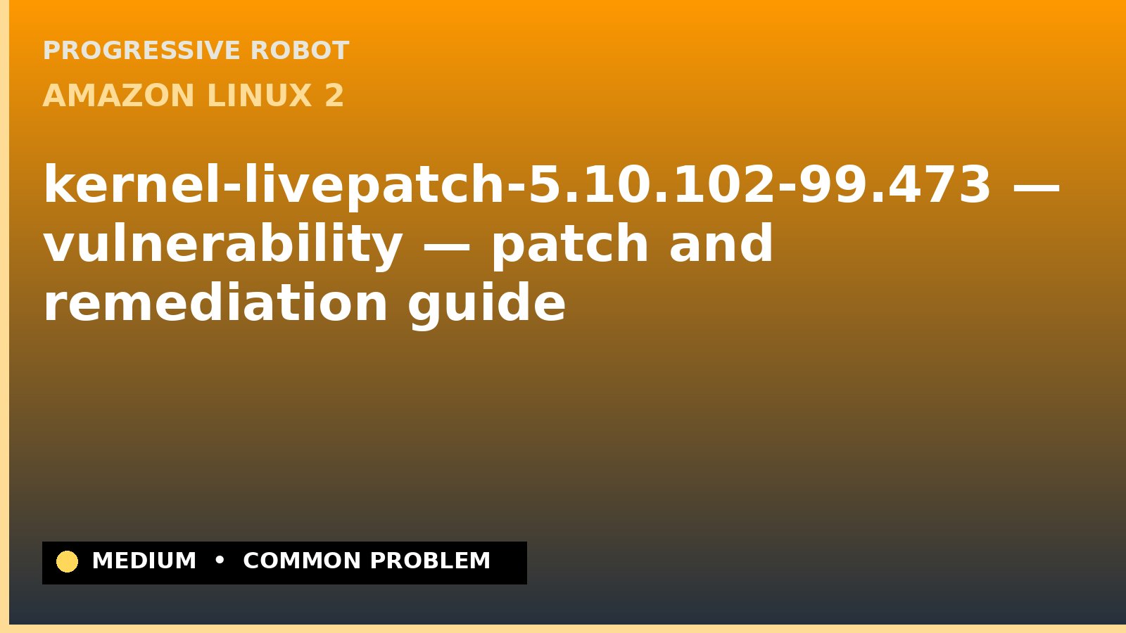 Amazon Linux 2 — kernel-livepatch-5.10.102-99.473 — vulnerability — patch and remediation guide — diagnosis and fix on Amazon Linux 2