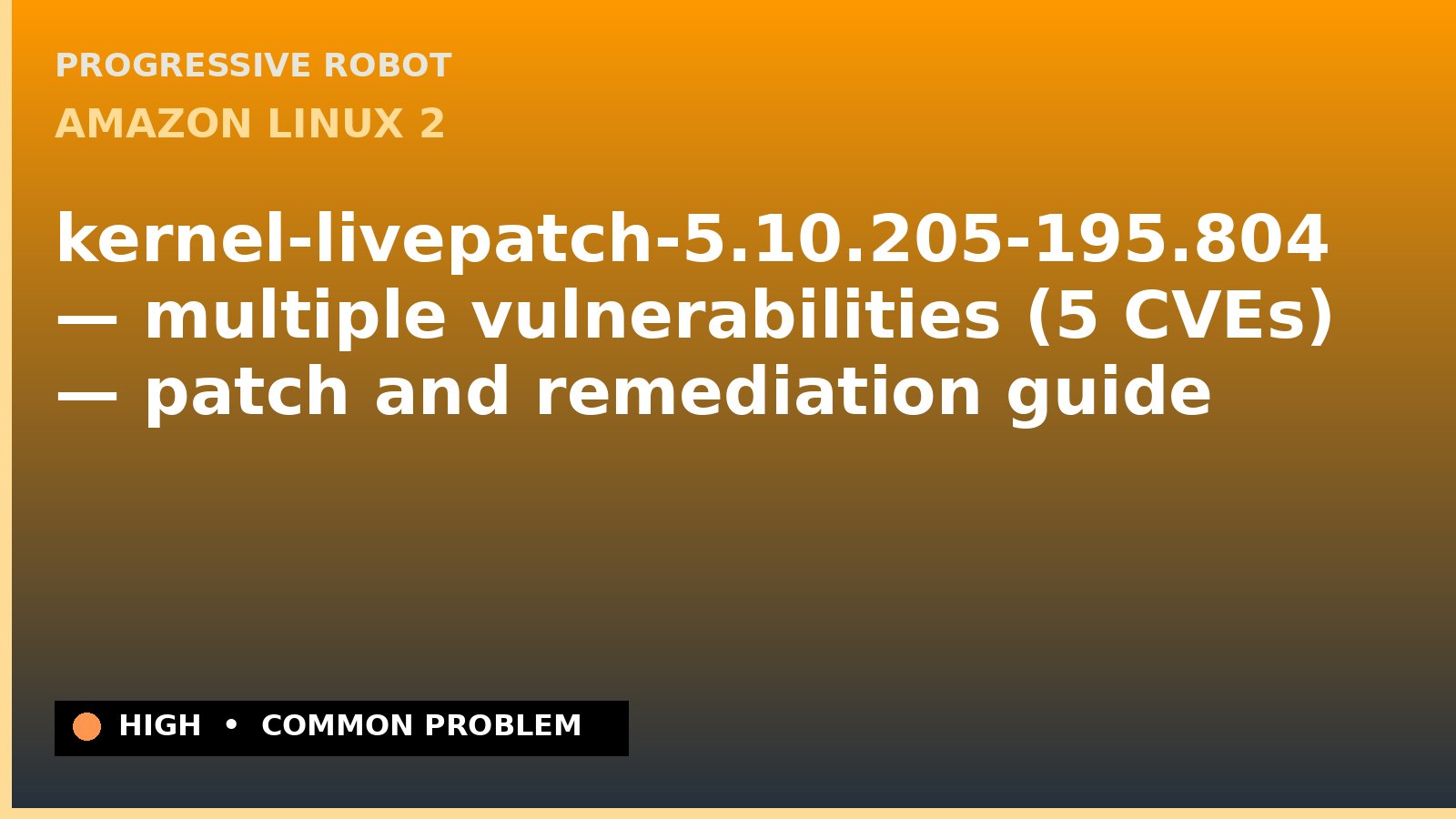 Amazon Linux 2 — kernel-livepatch-5.10.205-195.804 — multiple vulnerabilities (5 CVEs) — patch and remediation guide — diagnosis and fix on Amazon Linux 2