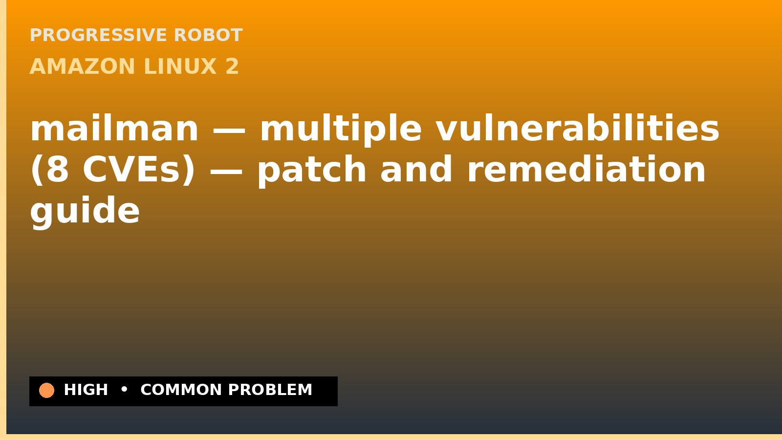 Amazon Linux 2 — mailman — multiple vulnerabilities (8 CVEs) — patch and remediation guide — diagnosis and fix on Amazon Linux 2