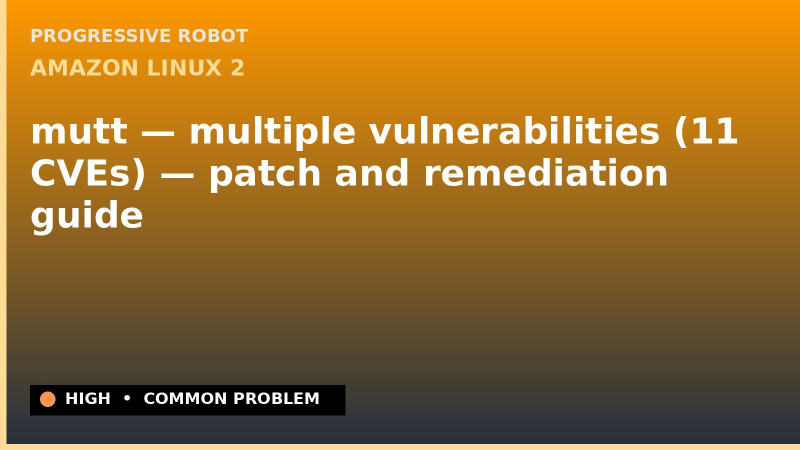 Amazon Linux 2 — mutt — multiple vulnerabilities (11 CVEs) — patch and remediation guide — diagnosis and fix on Amazon Linux 2
