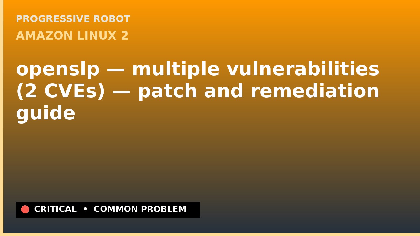 Amazon Linux 2 — openslp — multiple vulnerabilities (2 CVEs) — patch and remediation guide — diagnosis and fix on Amazon Linux 2