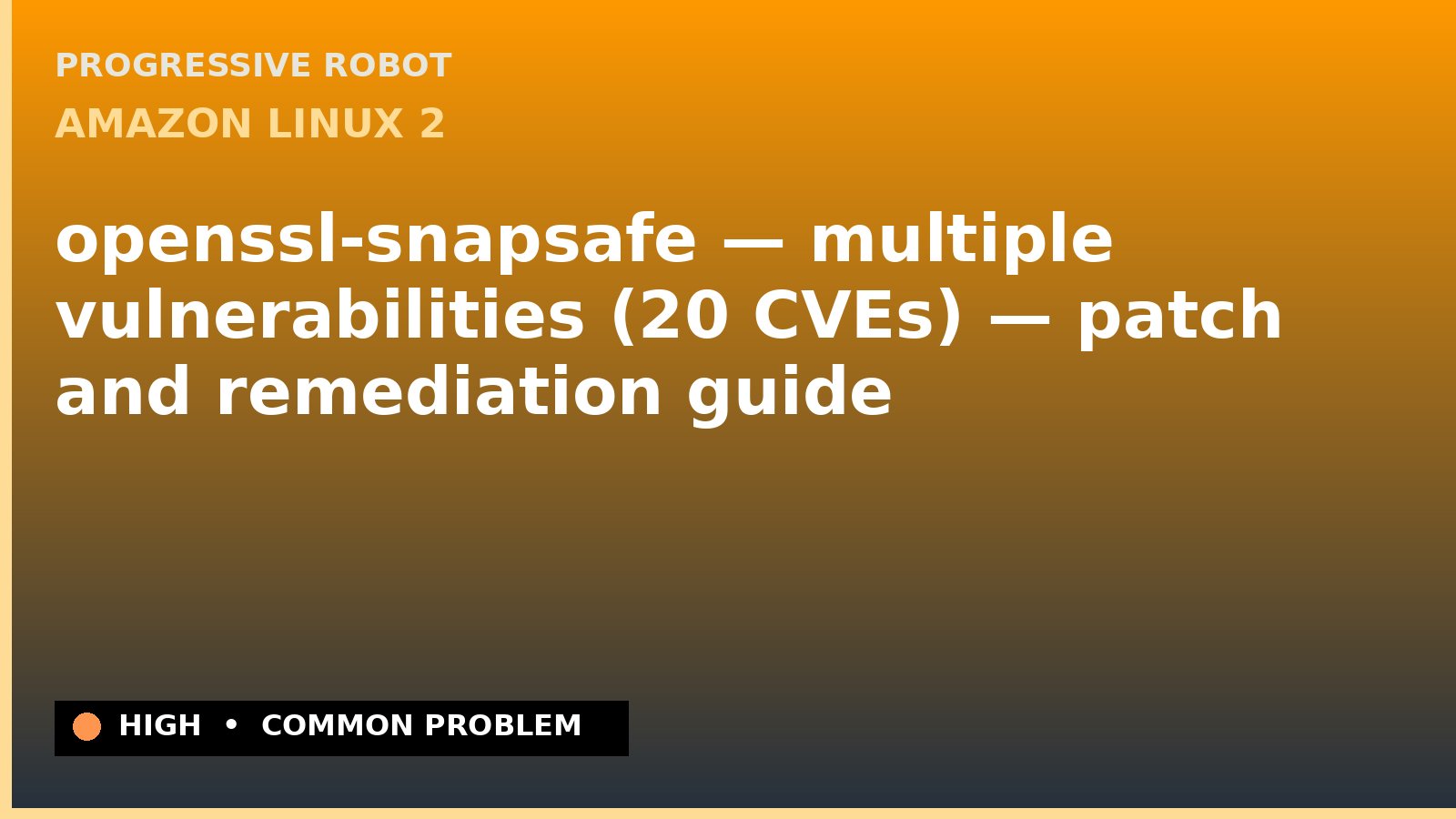 Amazon Linux 2 — openssl-snapsafe — multiple vulnerabilities (20 CVEs) — patch and remediation guide — diagnosis and fix on Amazon Linux 2