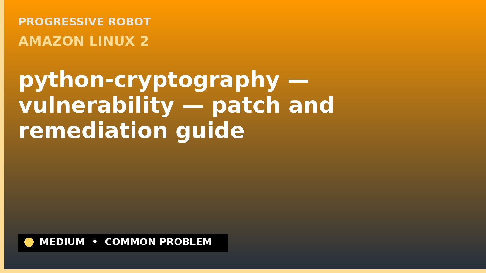 Amazon Linux 2 — python-cryptography — vulnerability — patch and remediation guide — diagnosis and fix on Amazon Linux 2