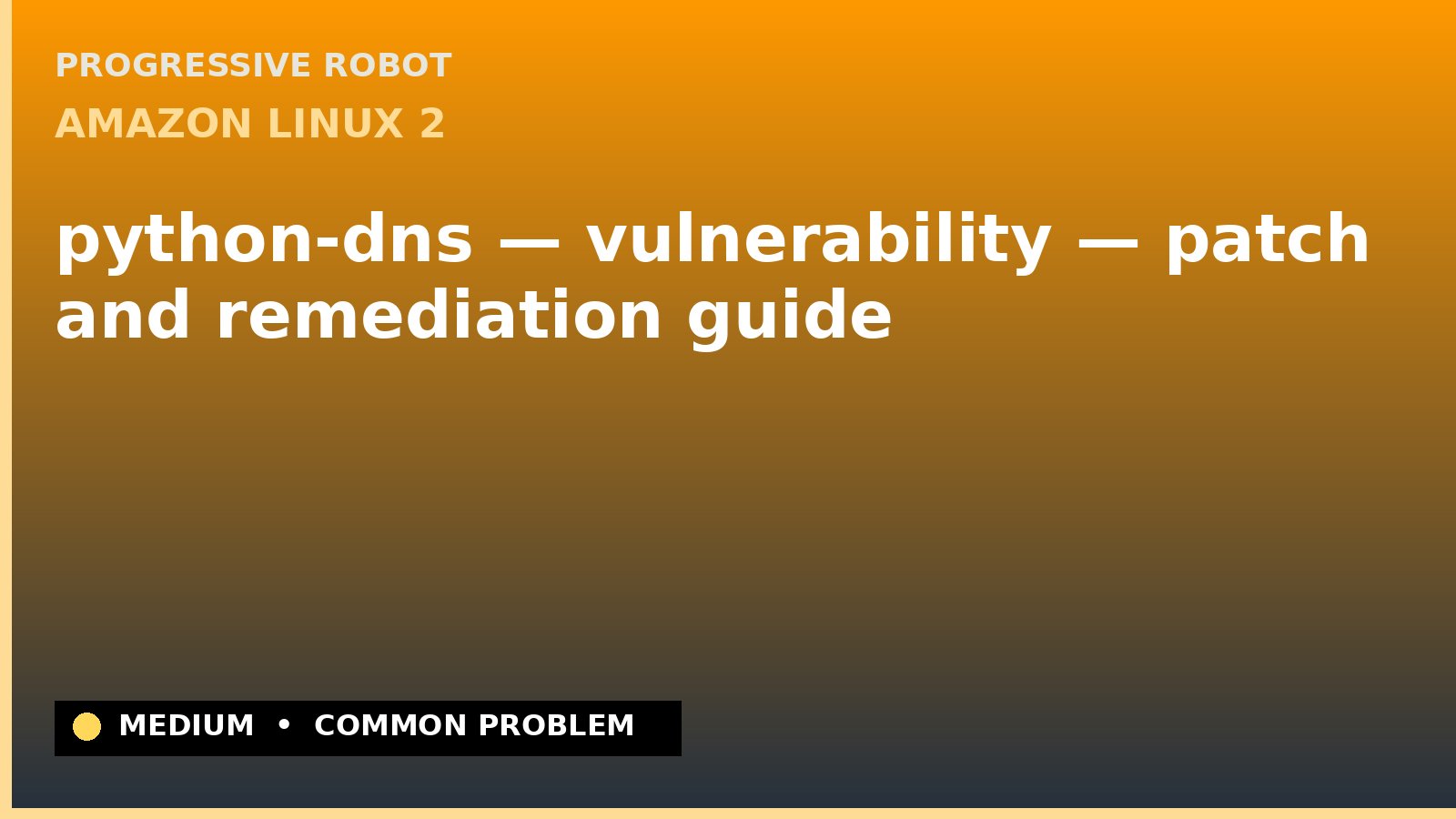 Amazon Linux 2 — python-dns — vulnerability — patch and remediation guide — diagnosis and fix on Amazon Linux 2