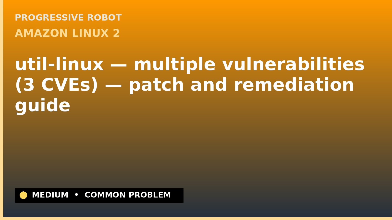 Amazon Linux 2 — util-linux — multiple vulnerabilities (3 CVEs) — patch and remediation guide — diagnosis and fix on Amazon Linux 2