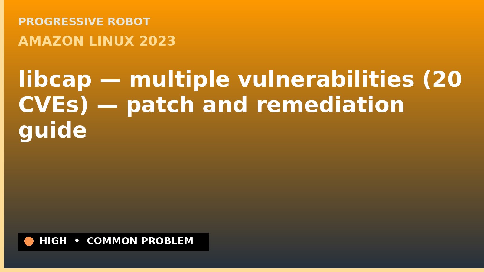 Amazon Linux 2023 — libcap — multiple vulnerabilities (20 CVEs) — patch and remediation guide — diagnosis and fix on Amazon Linux 2023
