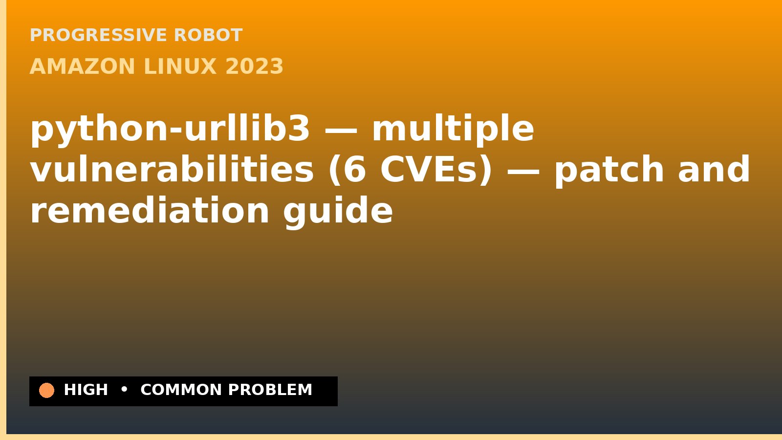 Amazon Linux 2023 — python-urllib3 — multiple vulnerabilities (6 CVEs) — patch and remediation guide — diagnosis and fix on Amazon Linux 2023