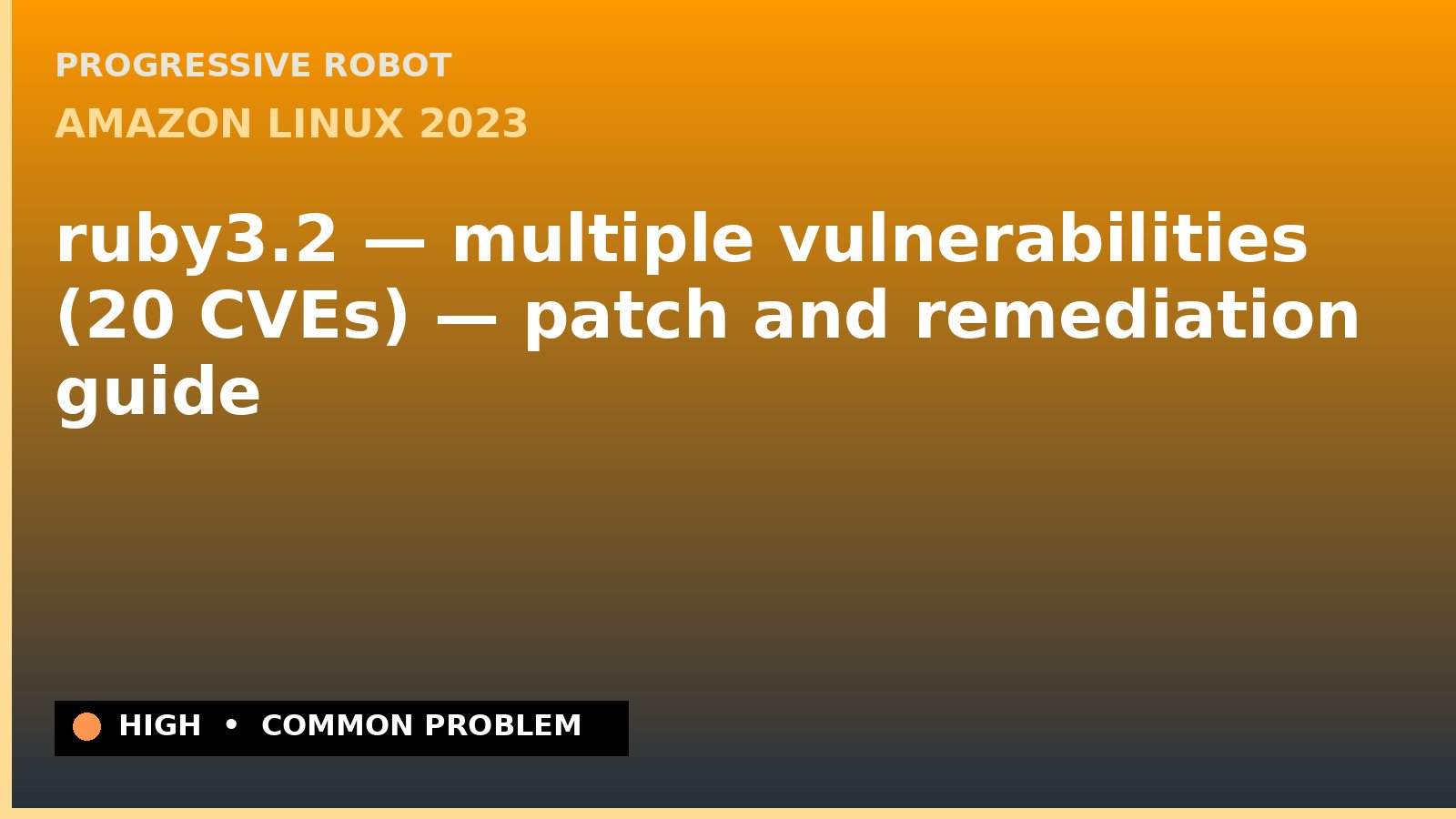 Amazon Linux 2023 — ruby3.2 — multiple vulnerabilities (20 CVEs) — patch and remediation guide — diagnosis and fix on Amazon Linux 2023