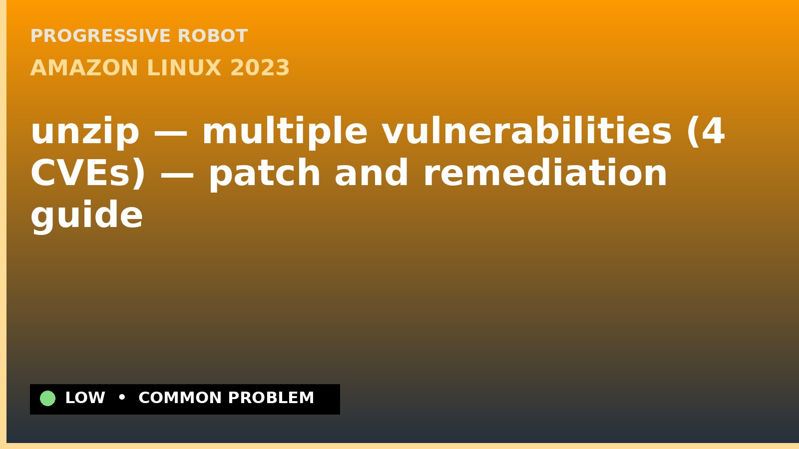 Amazon Linux 2023 — unzip — multiple vulnerabilities (4 CVEs) — patch and remediation guide — diagnosis and fix on Amazon Linux 2023