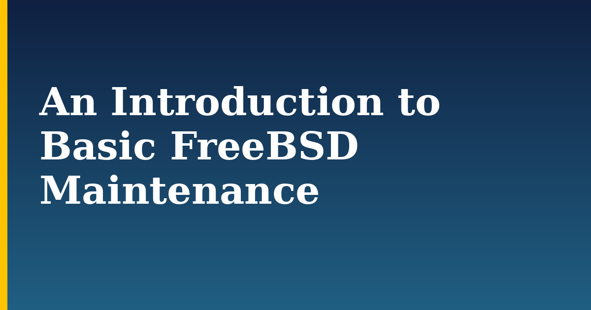 An Introduction to Basic FreeBSD Maintenance