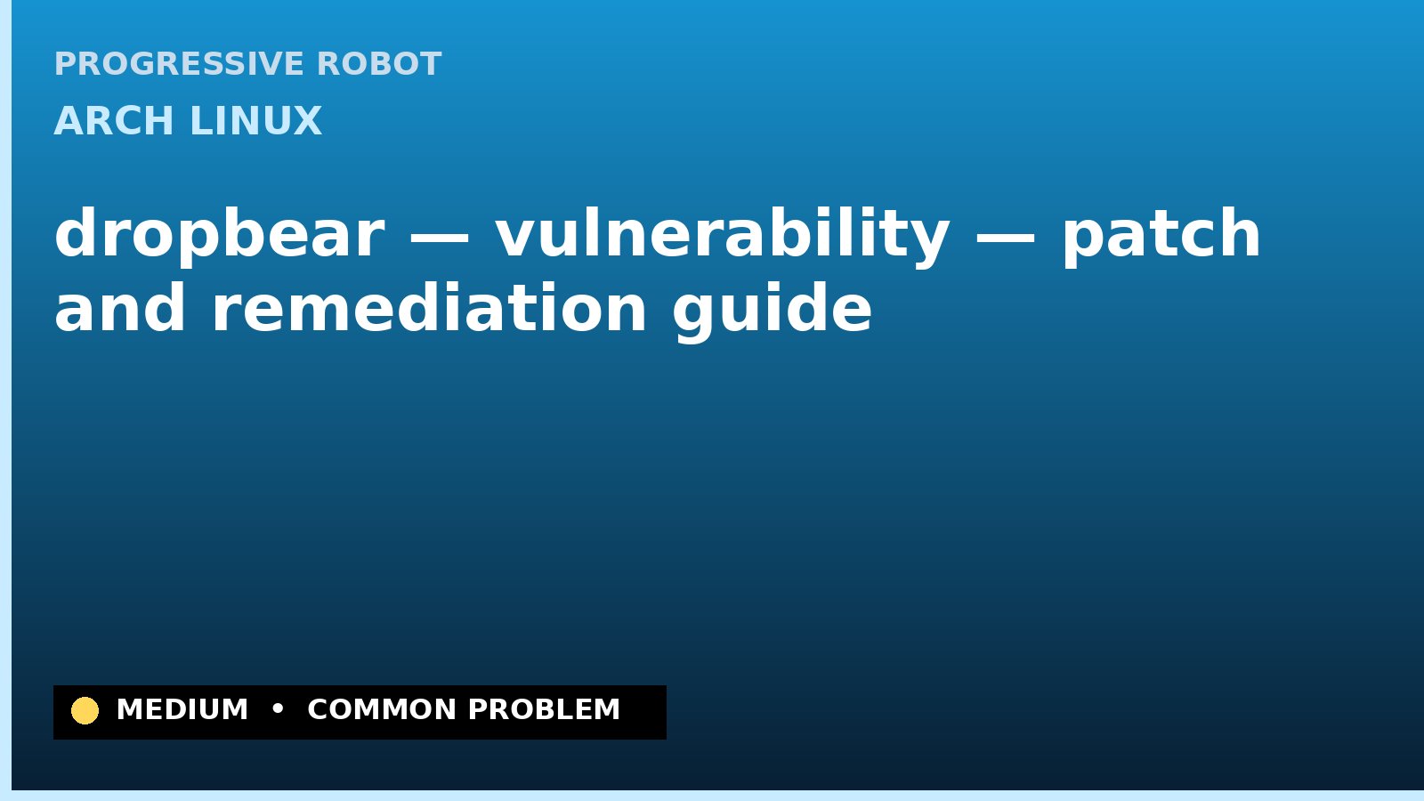 Arch Linux — dropbear — vulnerability — patch and remediation guide — diagnosis and fix on Arch Linux
