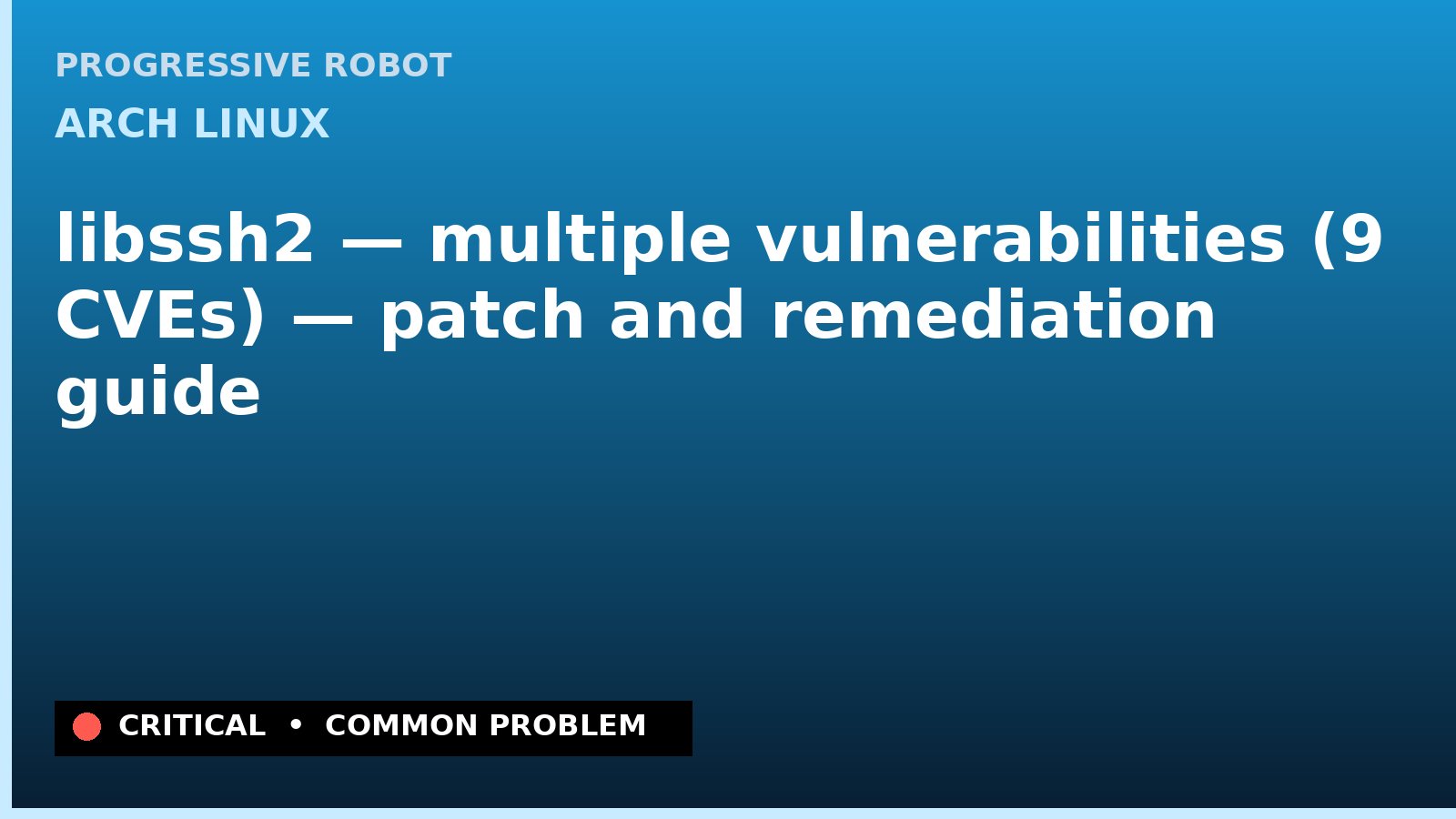 Arch Linux — libssh2 — multiple vulnerabilities (9 CVEs) — patch and remediation guide — diagnosis and fix on Arch Linux