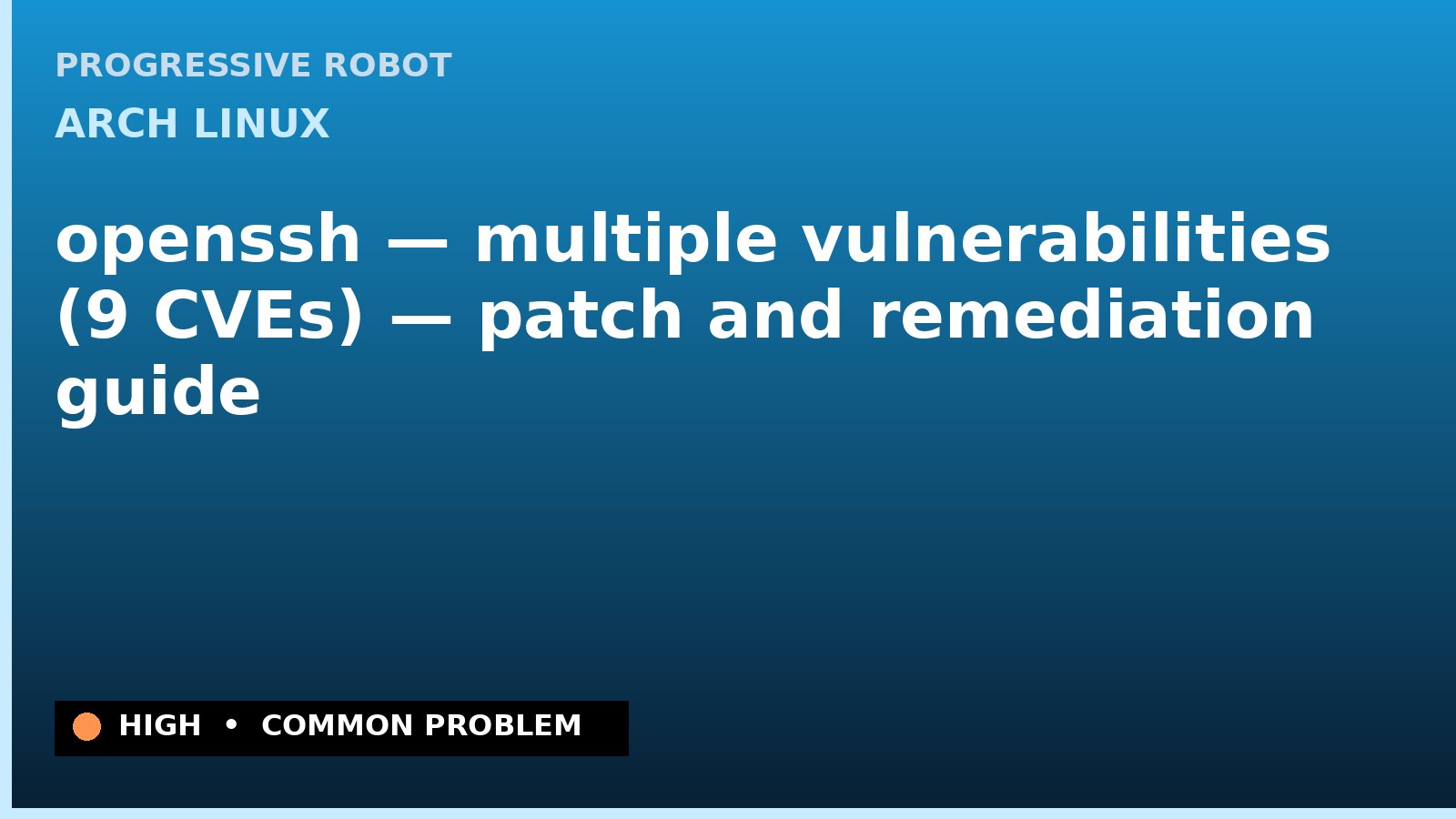 Arch Linux — openssh — multiple vulnerabilities (9 CVEs) — patch and remediation guide — diagnosis and fix on Arch Linux