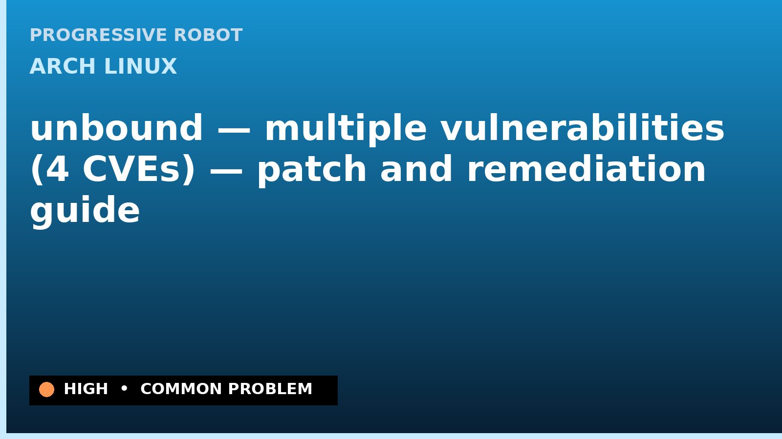 Arch Linux — unbound — multiple vulnerabilities (4 CVEs) — patch and remediation guide — diagnosis and fix on Arch Linux