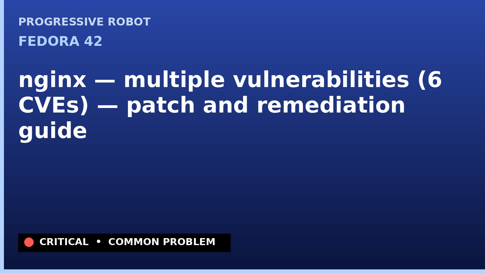 Fedora 42 — nginx — multiple vulnerabilities (6 CVEs) — patch and remediation guide — diagnosis and fix on Fedora 42