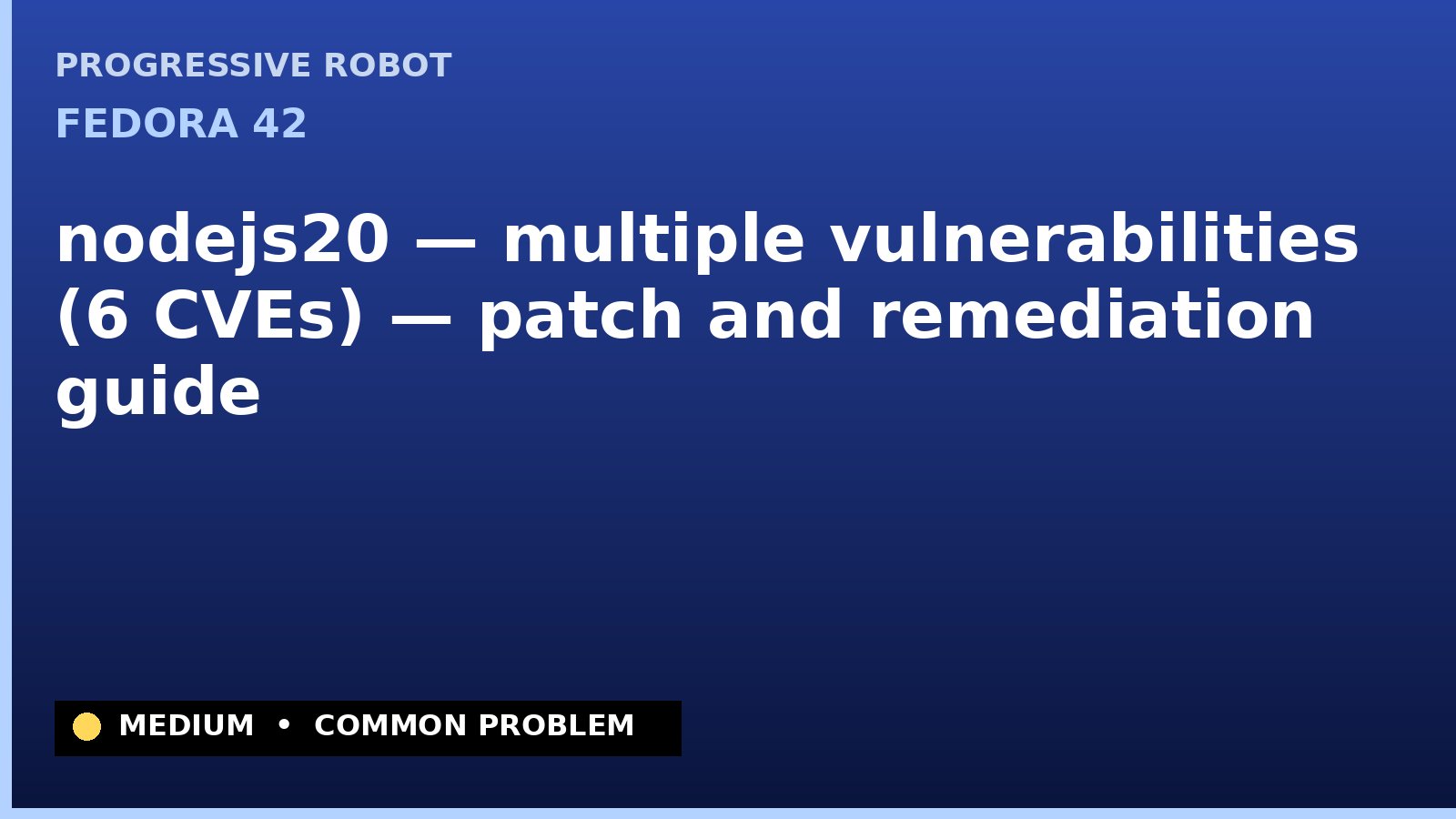 Fedora 42 — nodejs20 — multiple vulnerabilities (6 CVEs) — patch and remediation guide — diagnosis and fix on Fedora 42