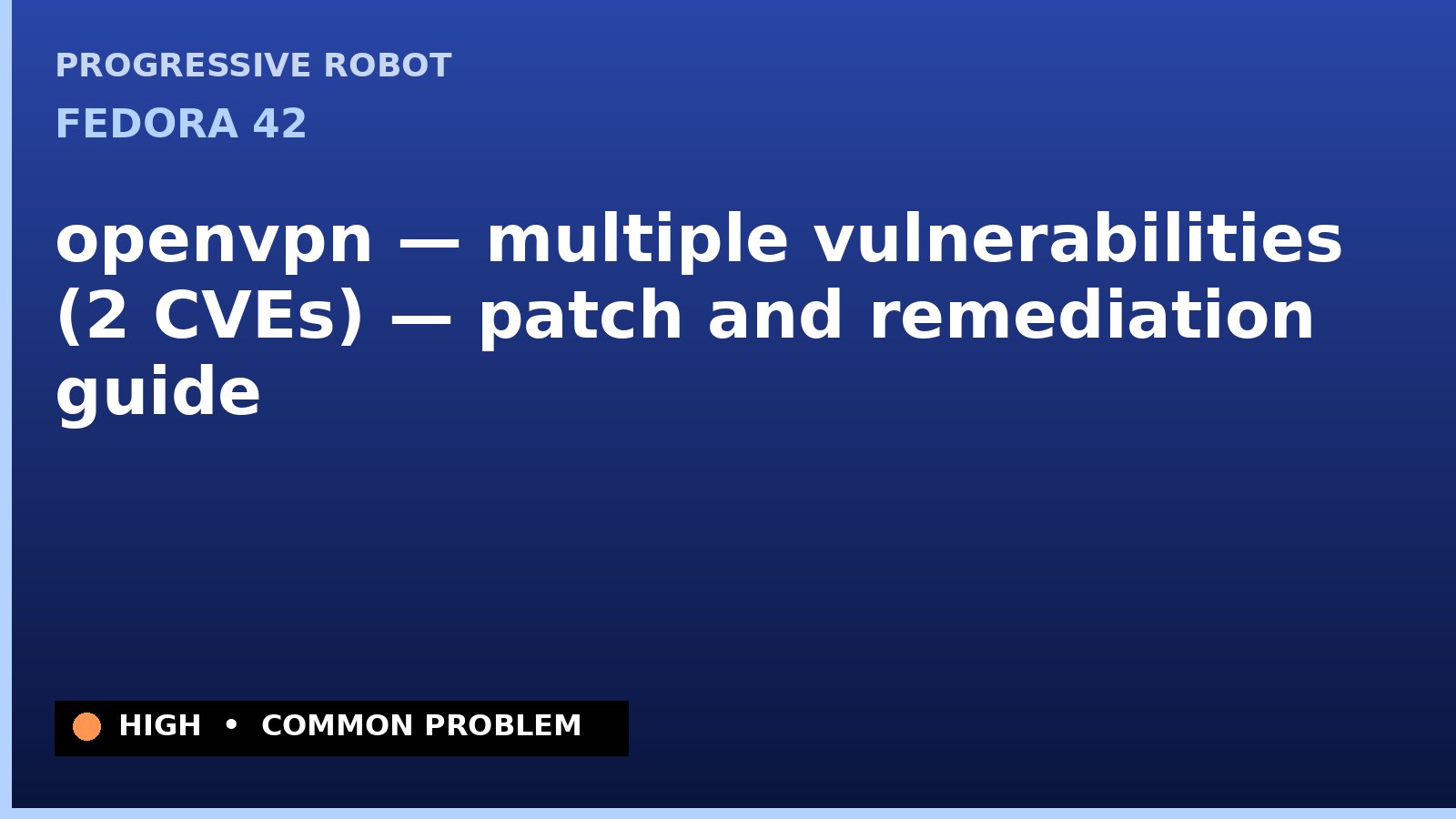 Fedora 42 — openvpn — multiple vulnerabilities (2 CVEs) — patch and remediation guide — diagnosis and fix on Fedora 42