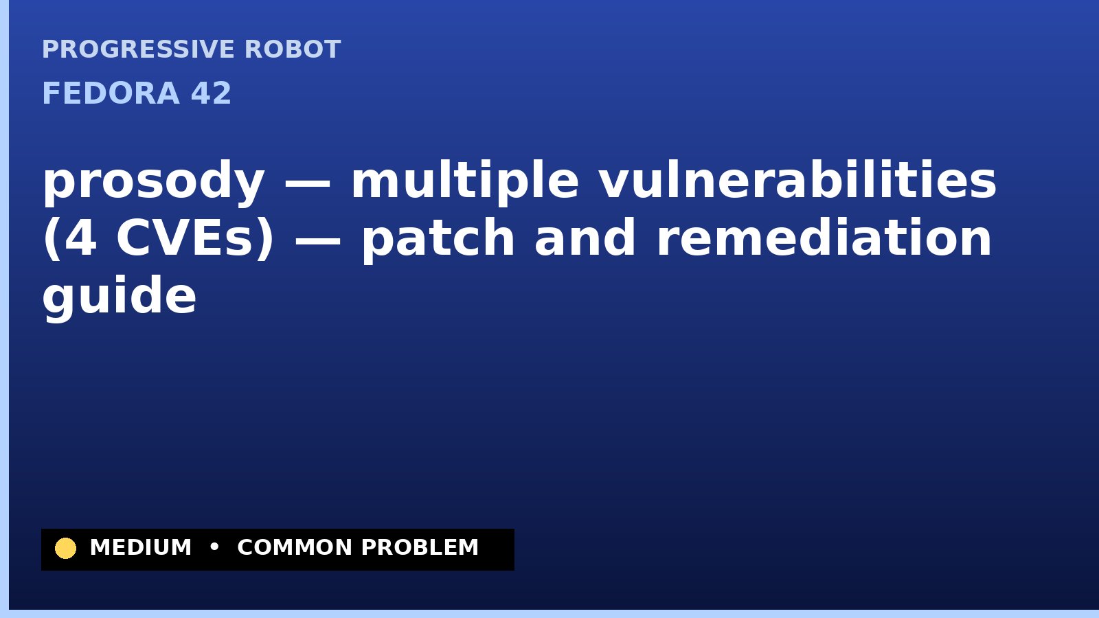 Fedora 42 — prosody — multiple vulnerabilities (4 CVEs) — patch and remediation guide — diagnosis and fix on Fedora 42