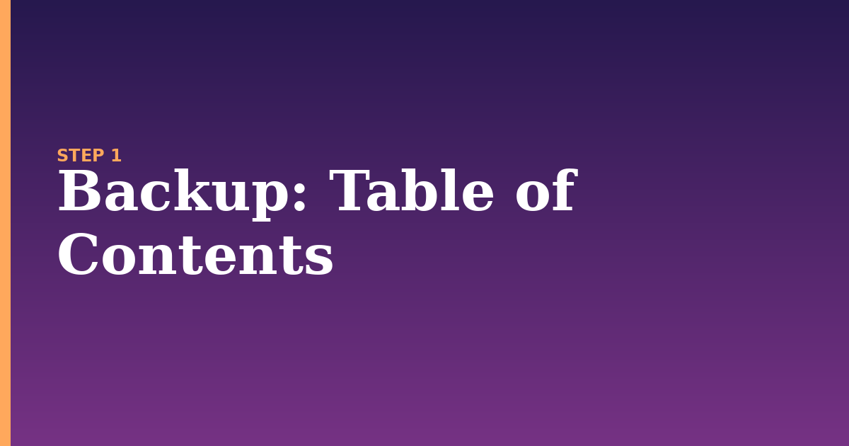 backup illustration for: Table of Contents