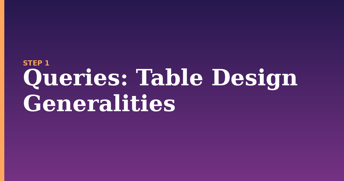 queries illustration for: Table Design Generalities