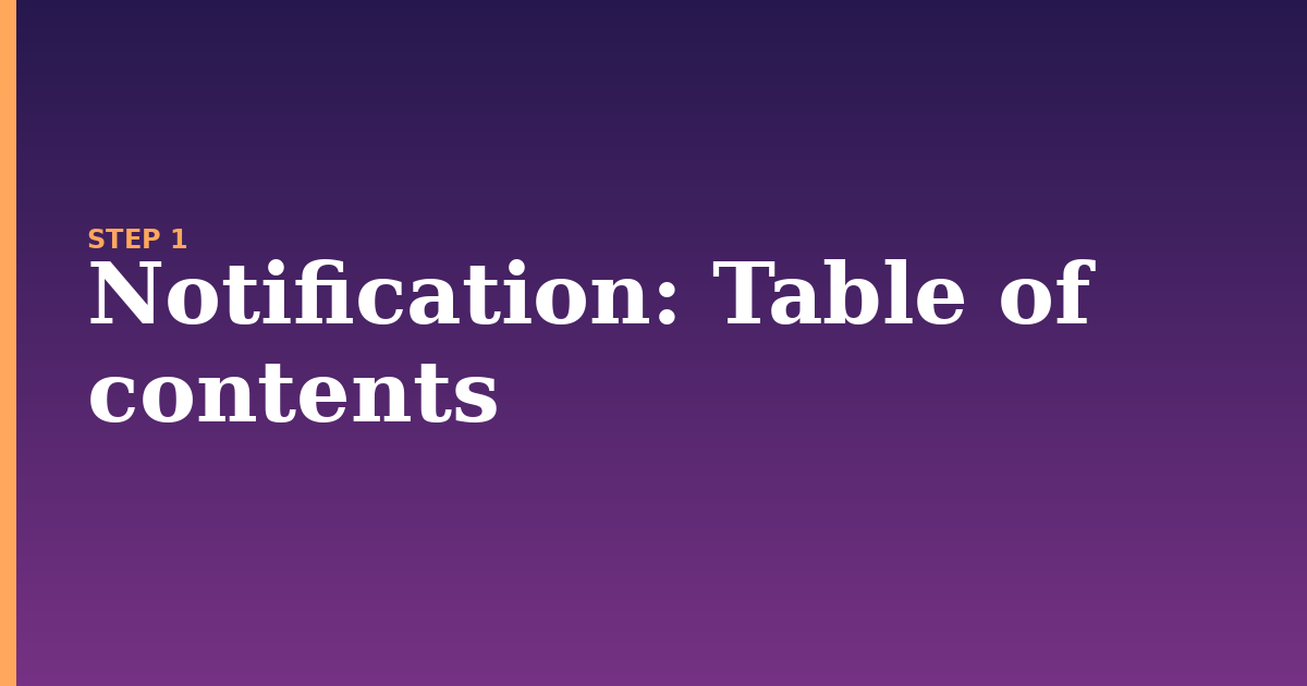 notification illustration for: Table of contents