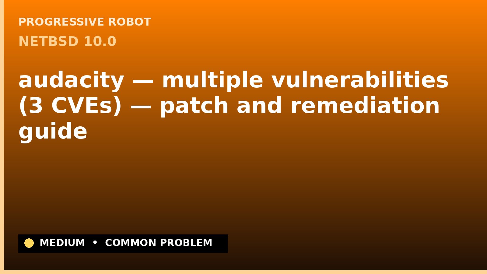 NetBSD 10.0 — audacity — multiple vulnerabilities (3 CVEs) — patch and remediation guide — diagnosis and fix on NetBSD 10.0