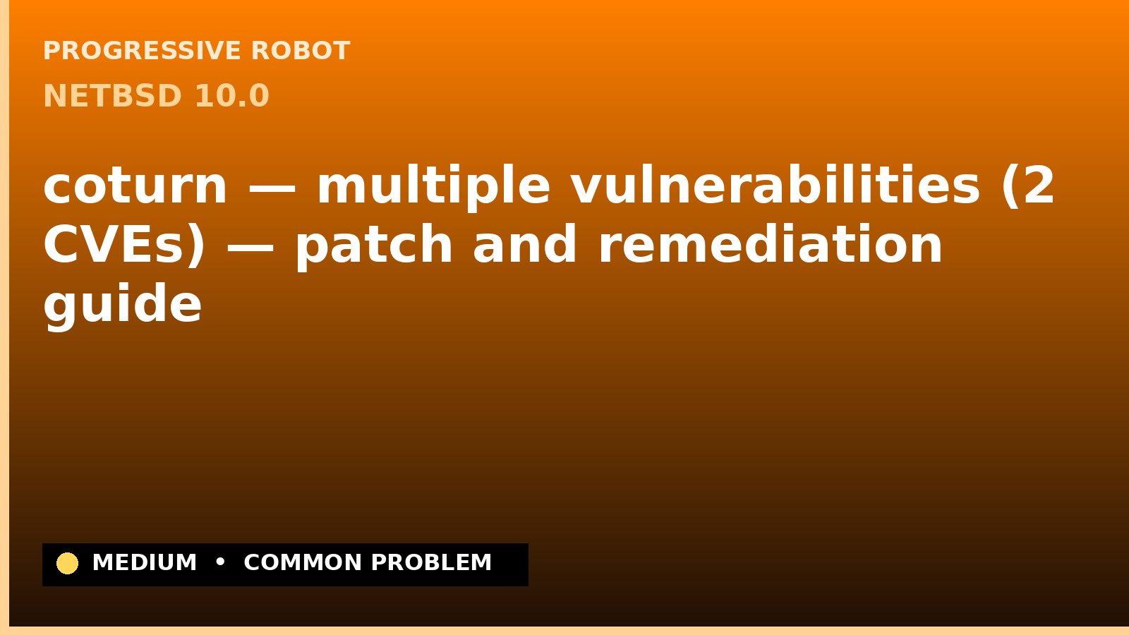 NetBSD 10.0 — coturn — multiple vulnerabilities (2 CVEs) — patch and remediation guide — diagnosis and fix on NetBSD 10.0