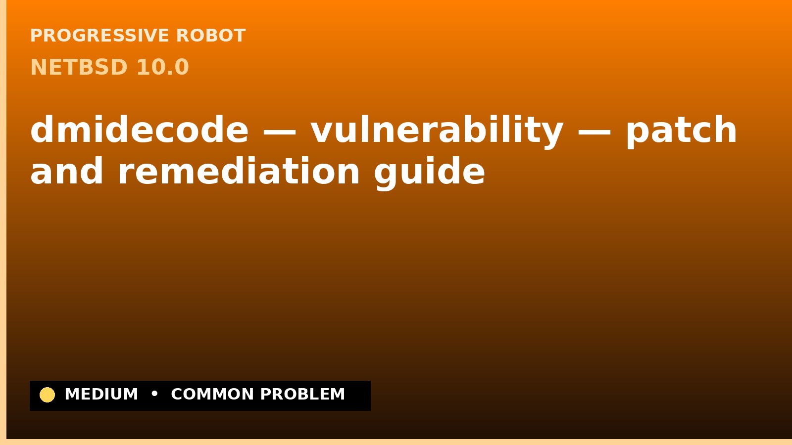 NetBSD 10.0 — dmidecode — vulnerability — patch and remediation guide — diagnosis and fix on NetBSD 10.0