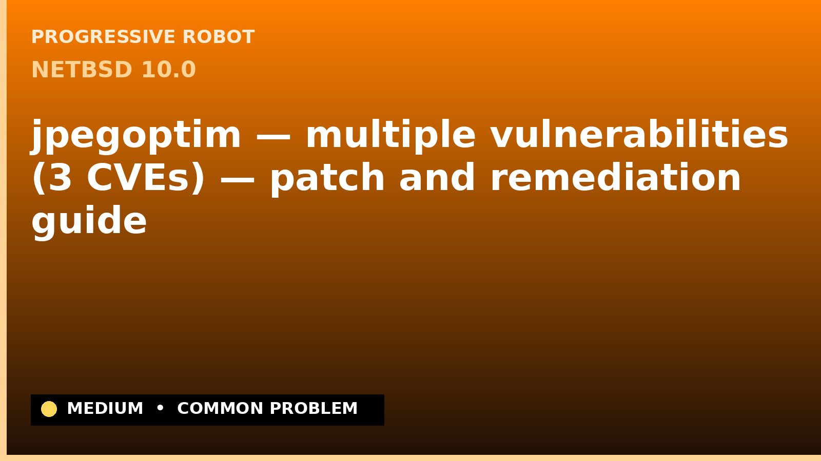 NetBSD 10.0 — jpegoptim — multiple vulnerabilities (3 CVEs) — patch and remediation guide — diagnosis and fix on NetBSD 10.0