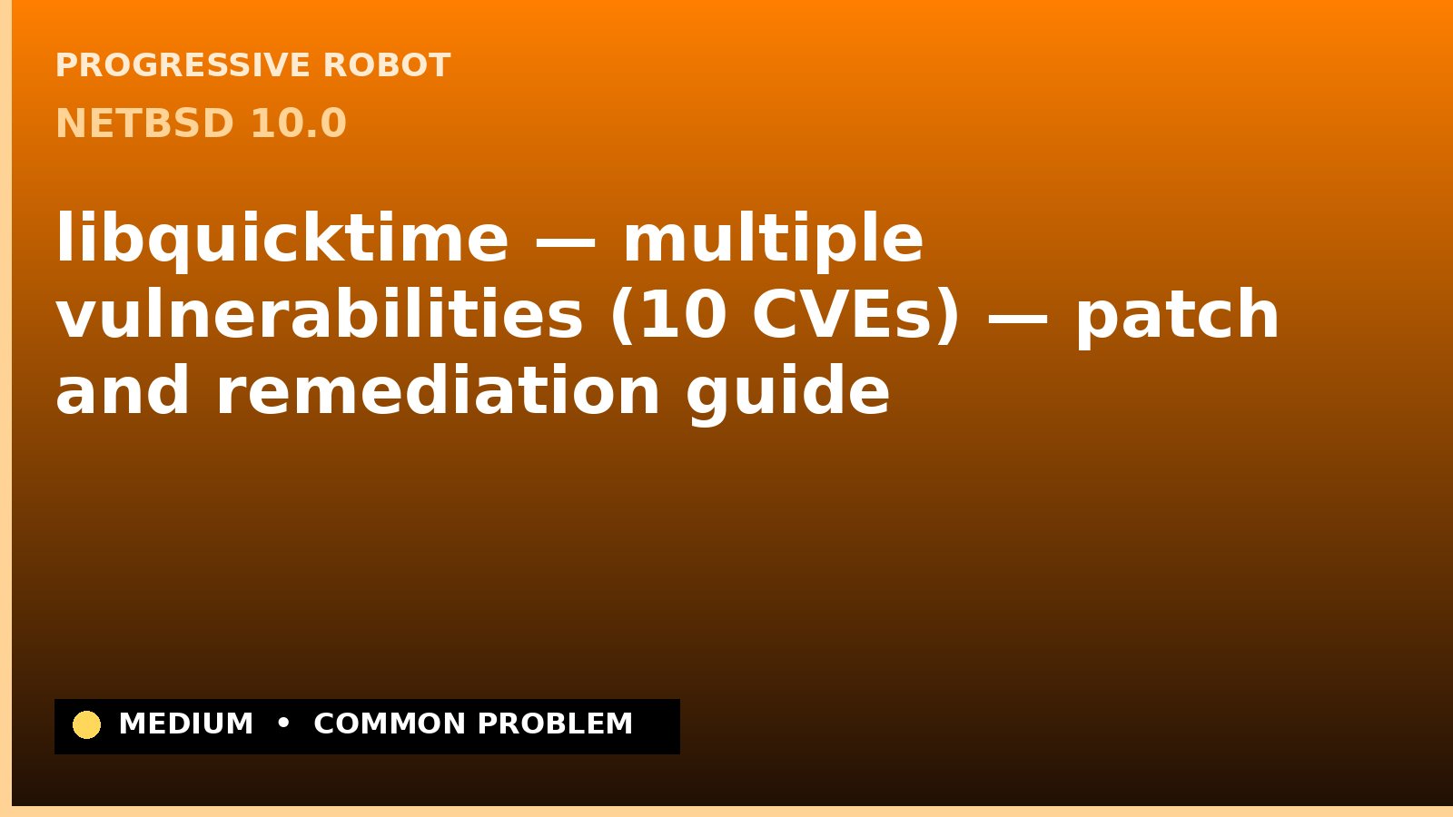 NetBSD 10.0 — libquicktime — multiple vulnerabilities (10 CVEs) — patch and remediation guide — diagnosis and fix on NetBSD 10.0