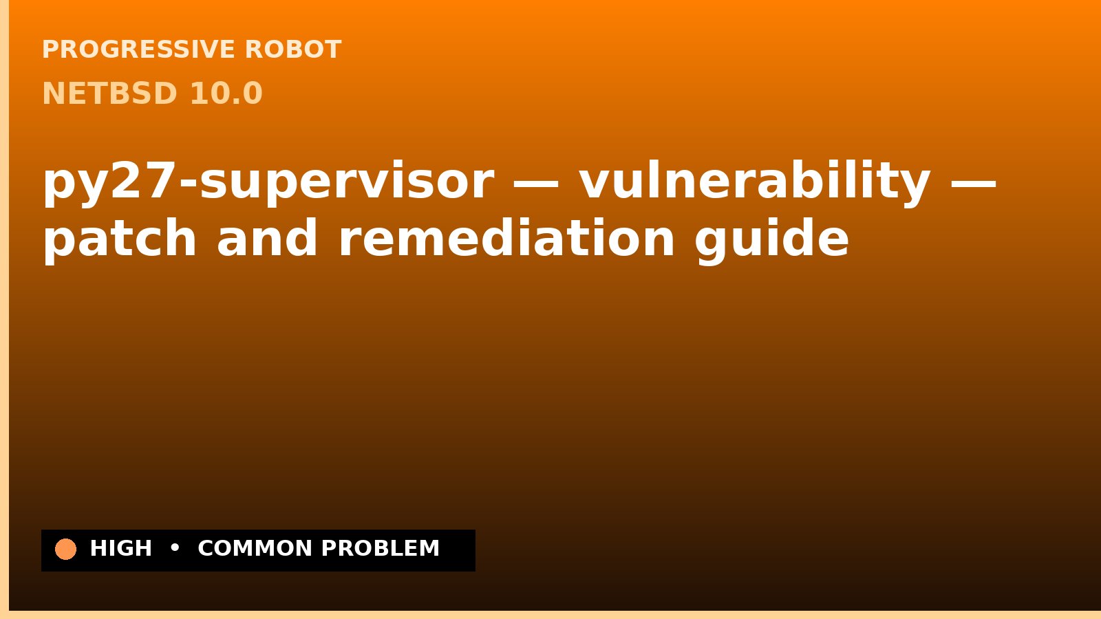 NetBSD 10.0 — py27-supervisor — vulnerability — patch and remediation guide — diagnosis and fix on NetBSD 10.0