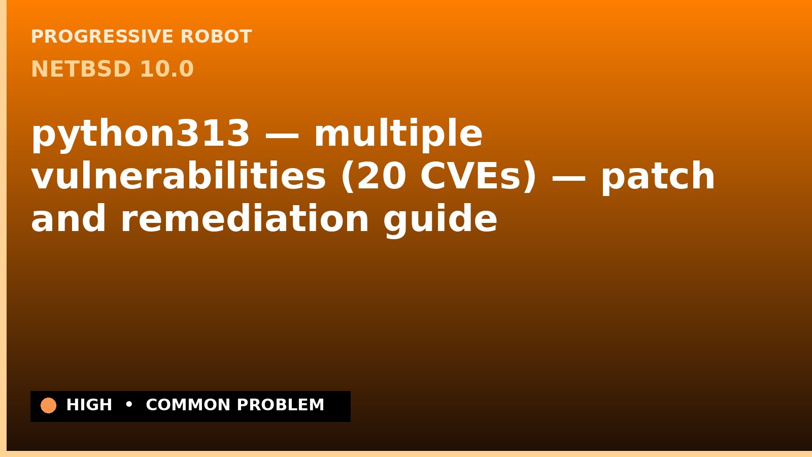 NetBSD 10.0 — python313 — multiple vulnerabilities (20 CVEs) — patch and remediation guide — diagnosis and fix on NetBSD 10.0